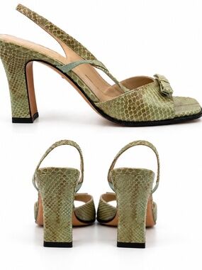 Authentic Salvatore Ferragamo Snakeskin Slingback Heels – Italian Luxury size 7